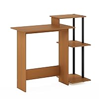 Furinno Efficient Home Laptop Notebook Computer Desk with Square Shelves, Light Cherry/Black