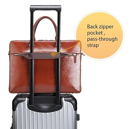 BOSTANTEN Leather Briefcase Shoulder 15.6 Inch Laptop Business Vintage Slim Messenger Bags for Men & Women Brown
