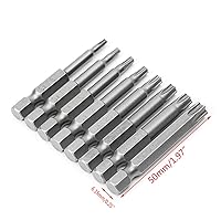 8 Pcs/Set 1/4 Inch 50mm T8-T40 Torx Electric Screwdriver Bits Kit Screwdriver Bits Screw Power Drill Bit Holder Sets Metal Magnetizer Cordless Impact Pz123 Worker Double In