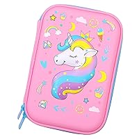 GFANSY Unicorn Pencil Case for Girls, Cute Pencil Case for Kids, Storage Pouch Large Capacity with Compartment & Zipper & Astronaut Ornaments, Toddler