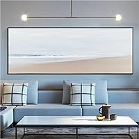 HOLEILUCK Large Size Abstract Oil Paintings Sea View Beach Waves Canvas Painting Modern Home Living Room Decoration Wall Art 95x190cm/37x75in With-Black-Frame