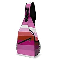 Lipstick Lesbian Pride Flag Sling Backpack Multipurpose Crossbody Shoulder Bag Printed Chest Bag Travel Hiking Daypack
