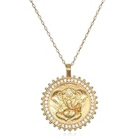 Satya Jewelry White Topaz Gold Ganesha Pendant Necklace 30-Inch, One Size