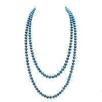 JYX Pearl Necklace 7-8mm Dyed-blue Freshwater Cultured Pearl Necklace Sweater Jewelry 54