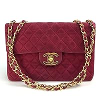 [CHANEL] (Chanel) Decamaterasse 34 CC Coco Mark Bag W Chain Shoulder Bag Suede Women's Used, Bordeaux/Gold Hardware