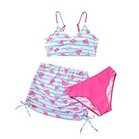 Girls Spaghetti Strap Cute Print Bikini Set U Neck Bathing Suits 2 Piece Swimsuits Sets Cute Hawaii Beach Swimwear