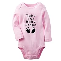 Take The Baby Steps Funny Rompers Newborn Baby Bodysuits Infant Novelty Jumpsuits Toddler Long One-Piece Outfits