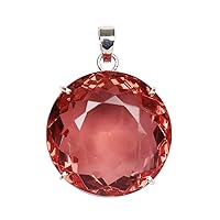 GEMHUB 100 Ct. Color Changing Alexandrite Gemstone Pendant Without Chain Sterling Silver Round Cut Pendant Without Chain