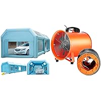 VEVOR Portable Inflatable Paint Booth, 26x15x10ft Spray Car Tent w/Air Filter System & 2 Blowers & 10 Inch Portable Ventilator Fan, High Velocity, Low Noise, 2700m3/h Air Flow, 320W Power