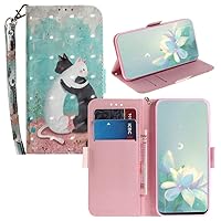 IVY Moto G9 Play 3D Color Painting Wallet Case with Hand Strap for Motorola Moto G9 Play Case - Love Cat