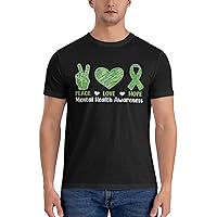 Men's Cotton T-Shirt Tees, Peace Love Hope Graphic Fashion Short Sleeve Tee S-6XL