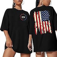 American Flag Oversized T Shirt Women Vintage Graphic Patriotic Tee 4th of July Tshirt Short Sleeve Casual Loose Tops
