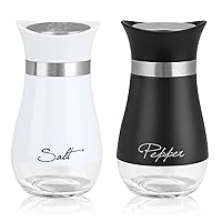 Accmor Salt and Pepper Shakers Set, 4 oz Stainless Steel Salt Pepper Shaker Containers with Glass Bottom for Kitchen Cooking, BBQ, Bar, Table, RV, Camp