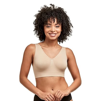 Hanes Womens Wireless Bra, Full-Coverage Pullover Stretch-Knit Bra, Smoothing T-Shirt Bra