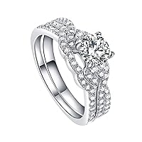 Gold 1-1/2ctw Moissanite Bridal Rings Sets for Women Simulated Diamond Engagement Ring Her Halo Wedding ring Anniversary, 2 Piece