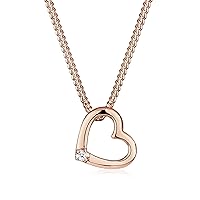 Elli DIAMONDS Women's Necklace with Delicate Heart Pendant Love with Diamond (0.02 Carat) in 925 Sterling Silver 45 cm Long, Diamond