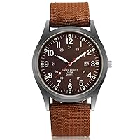 Men's Military Army Watch, Stainless Steel Nylon Strap Calendar Casual Sports Wrist Watch