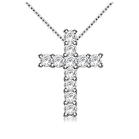 Jesus Cross Pendant Mens Womens Silver Plated 4.06 Ct VVS1 Near White Round Cut Moissanite Gifts For Everyone