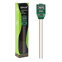 SZHLUX Soil Ggardening Tools 3-in-1 Moisture Meter Light & PH Tester for Plant Care, for Garden, Lawn, Farm, Indoor & Outdoor, 11.4in, Green