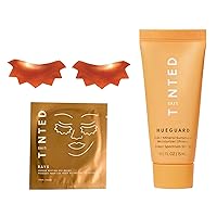 Live Tinted Travel Duo: Includes Travel-sized Hueguard 3-in-1 Mineral Sunscreen SPF 30 0.5oz & 1-Pack Rays Copper Peptide Eye Mask, 2 piece-set