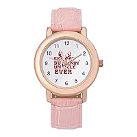 Best Bukin'Uncle Ever Fashion Leather Strap Women's Watches Easy Read Quartz Wrist Watch Gift for Ladies