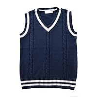 Men Women Knitted Cotton V-Neck Vest JK Uniform Pullover Sleeveless Sweater School Cardigan