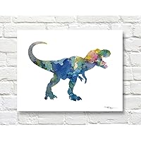 Tyrannosaurus Rex Abstract Dinosaur Watercolor Art Print By Artist DJ Rogers
