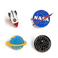 Space Nasa Enamel Pin（4 Pack）Badge Holder Cute Set Nasa Merchandise Gifts Party Supplies Alloy Pins for Clothes Bag Jacket Backpack Decoration