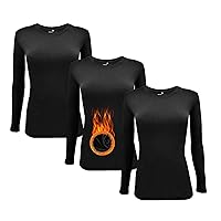 M&M SCRUBS Women's Under Scrub Tee Crew Neck Long Sleeve T-Shirt 3 - Pack (Black, 2X-Large)