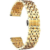 RAYESS 316L Stainless Steel Watch Band High End Replacement Watch Band 6 Color For Women Men Gold, Silver, Black, Rose Gold, Gold Ton