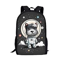 JooMeryer Space Astronaut Dog Schnauzer Backpack for Kids Boy Girl Casual School Bag Daypack Bag Travel Backpack Knapsack,Astronaut Dog Schnauzer