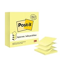 Post-it Dispenser Pop-up Notes, 3x3 in, 24 Pads, Canary Yellow, Clean Removal, Recyclable
