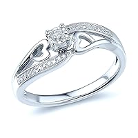 Natural Diamond Promise Ring Sterling Silver 1/10 cttw HI Color, I2-I3 Clarity