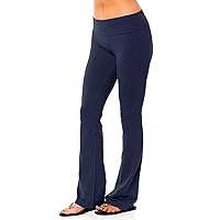 Women's Yoga Leggings Low Rise Bootcut Flare Yoga Pants, Solid 4-Way-Stretch Sweatpant Workout Pants Palazzo Pant Navy