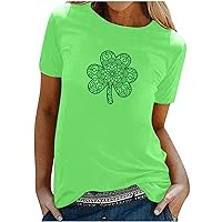 Women's St Patrick's Day T-Shirt Lucky Irish Shamrock Paddy's Day Graphic Tees Tops 2024 Trendy Fashion Casual Top