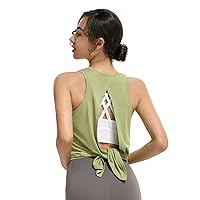 DREAM SLIM Workout Tank Tops for Women Tie Back Sleeveless Shirts Open Back Yoga Athletic Clothes Gym Exercise Backless Tank