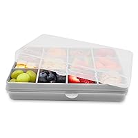 melii Snackle Box – Divided Snack Container, Food Storage for Kids, Removable Dividers, Arts & Crafts, Beads, BPA-Free – 12 Compartments (Grey)