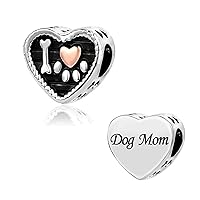 KunBead Jewelry Dog Mom Paw Print Love Bead Charms Compatible with Pandora Bracelet Mothers Day Gift for Mum from Daughter Son