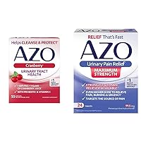 AZO Cranberry Urinary Tract Health Supplement, 1 Serving = 1 Glass of Cranberry Juice 50 Tablets + Urinary Pain Relief Maximum Strength, Fast Relief of UTI Pain, Burning & Urgency 24 Tablets