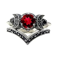 Ring Moon Red Amethyst Girls Moon Ring Jewellery For Women Gifts Rings Little Girl Ring Set