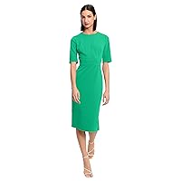 Donna Morgan Women's Curved Waist Seam Crepe Workwear Dress Career Office Desk to Dinner Event Occasion Guest of
