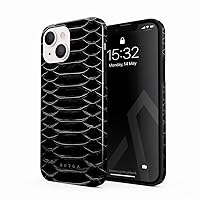BURGA Phone Case Compatible with iPhone 14 - Hybrid 2-Layer Hard Shell + Silicone Protective Case -Darkest Path Savage Wild Black Snake Skin - Scratch-Resistant Shockproof Cover