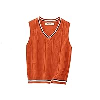 Kids Boys Girls School Uniform Cotton Knit Sweater Vest V-Neck Solid Color Pullover Vest Autumn Casual Waistcoat