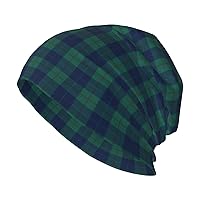 Unisex Beanie Hat Clan Baird Tartan Blue and Green Plaid Warm Slouchy Knit Hat Headwear Gift for Adult
