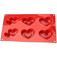 ShangYou 6-Cavity Heart Shape Silicone Mold for Homemade Bread Muffin Cheesecake Cornbread Brownie