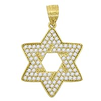 10k Gold CZ Cubic Zirconia Simulated Diamond Womens Religious Judaica Star of David Height 28.7mm X Width 19.1mm Religious Charm Pendant Necklace Jewelry for Women