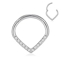 PEAKLINK 16G Hinged Septum Clicker Ring Nose Ring Surgical Steel Daith Earrings Conch Daith Rook Tragus Piercing Jewelry Small Hoop Earring