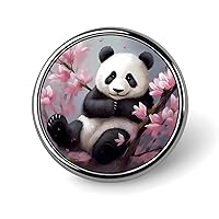 Cute Panda and Flowers Round Lapel Pin Tie Tack Cute Brooch Pin Badge for Men Women Hat Clothing Accessories