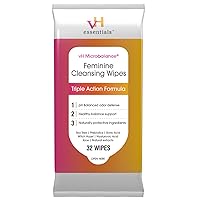 Feminine Cleansing Wipes - pH Balanced, Prebiotics, Tea Tree & Aloe, Soothing Witch Hazel, Odor-Blocking Formula, Vaginal and Perianal Care, Paraben, Alcohol, and Fragrance-Free