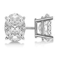 0.5ct Luxury Modern Oval Cut Stud Diamond Earrings 14K White Gold G-H VS-SI
